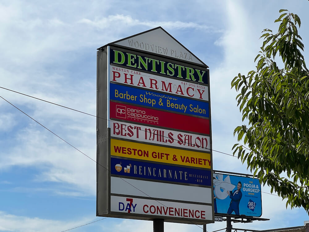 plaza sign in Emery neighbourhood