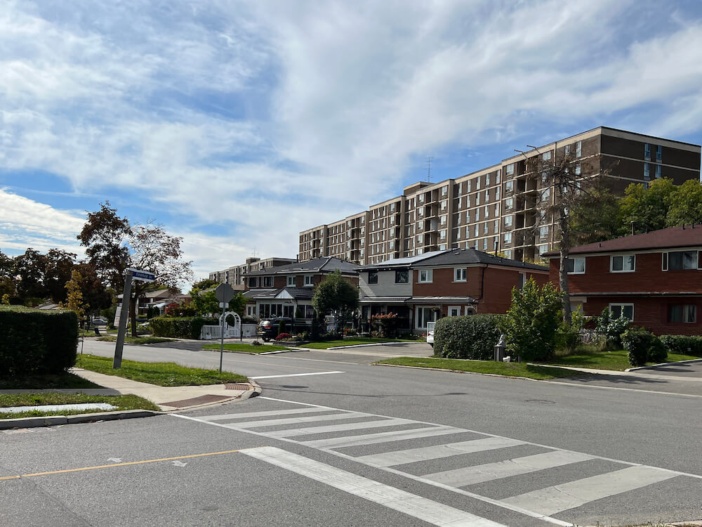 street crossing in Humber Summit neighbourhood