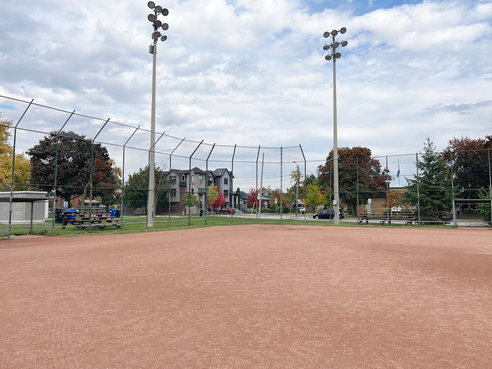 baseball diamond in Mimico neighbourhood