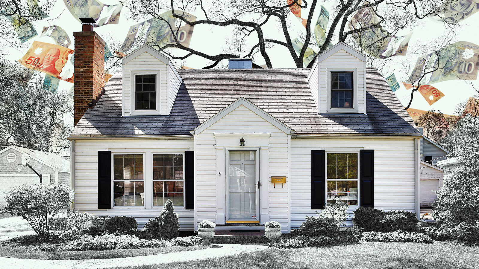 A person looking at a house.