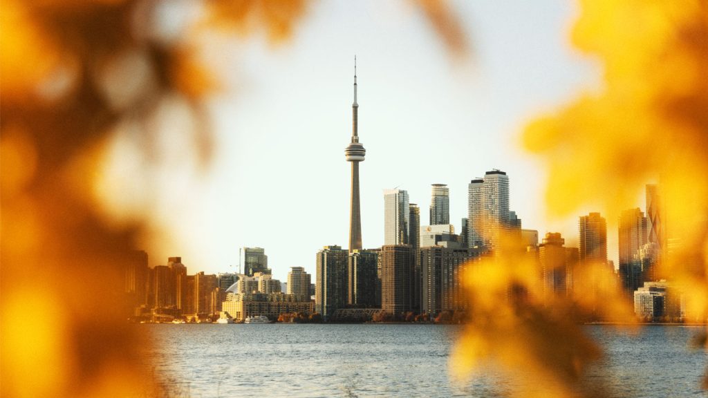 An image of Toronto in the fall, as seen from Centre Island